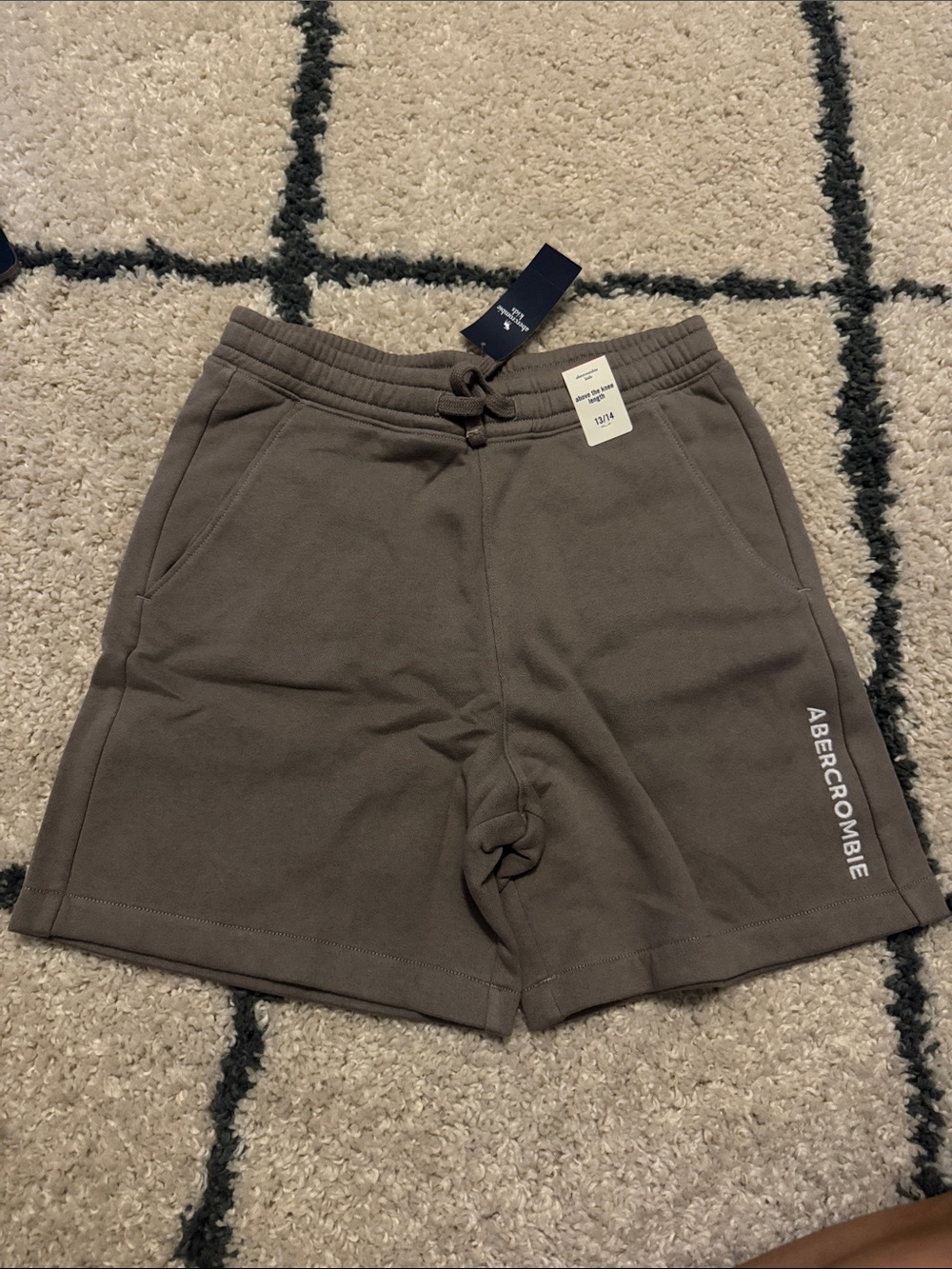 Abercrombie & Fitch Kid’s Olive Brown Logo Drawstring Shorts